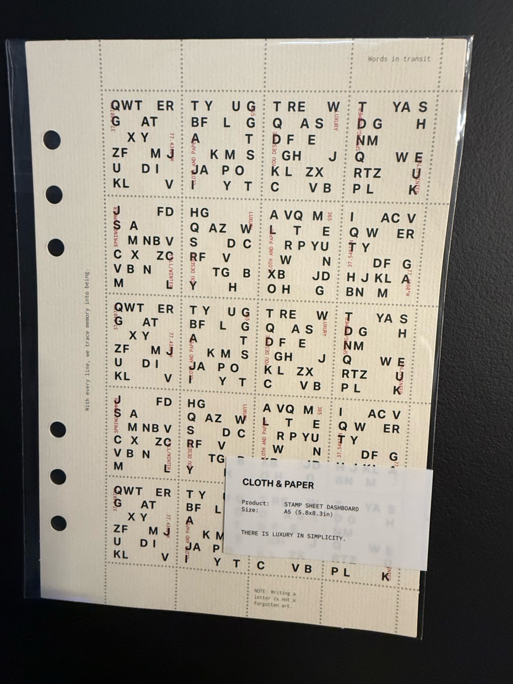 Cloth & Paper Beige Stamp Sheet Dashboard A5